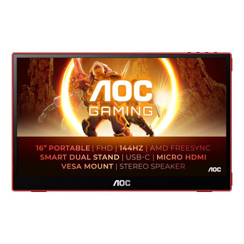 AOC 16G3 39,6cm (15,6") FHD Mobiler Gaming Monitor 16:9 HDMI/mHDMI/USB-C 144Hz